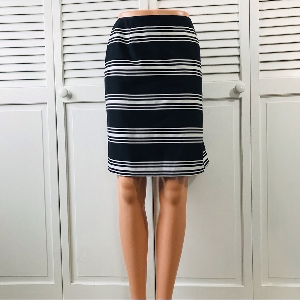 TALBOTS Black Striped Cotton Pencil Skirt Size 6